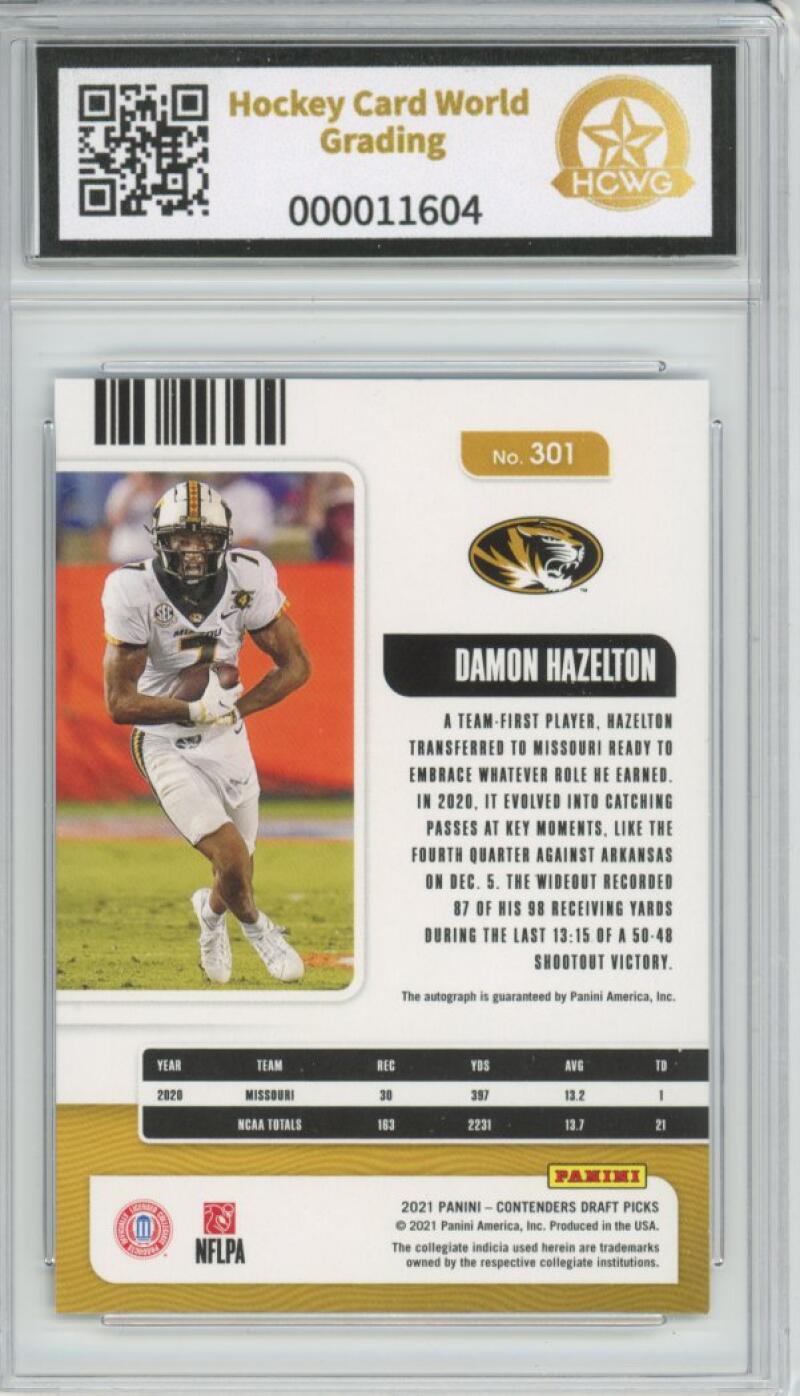 2021 Contenders Draft Picks Red Explosion Damon Hazelton Auto Rookie HCWG 9 Image 2