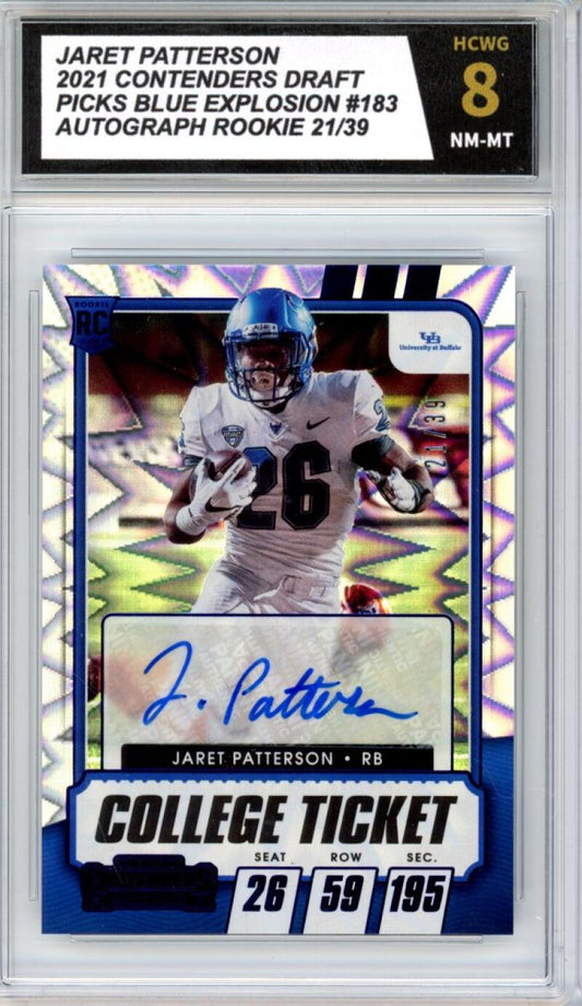 2021 Contenders Draft Picks Blue Explosion Jaret Patterson Auto RC 21/39 HCWG 8 Image 1