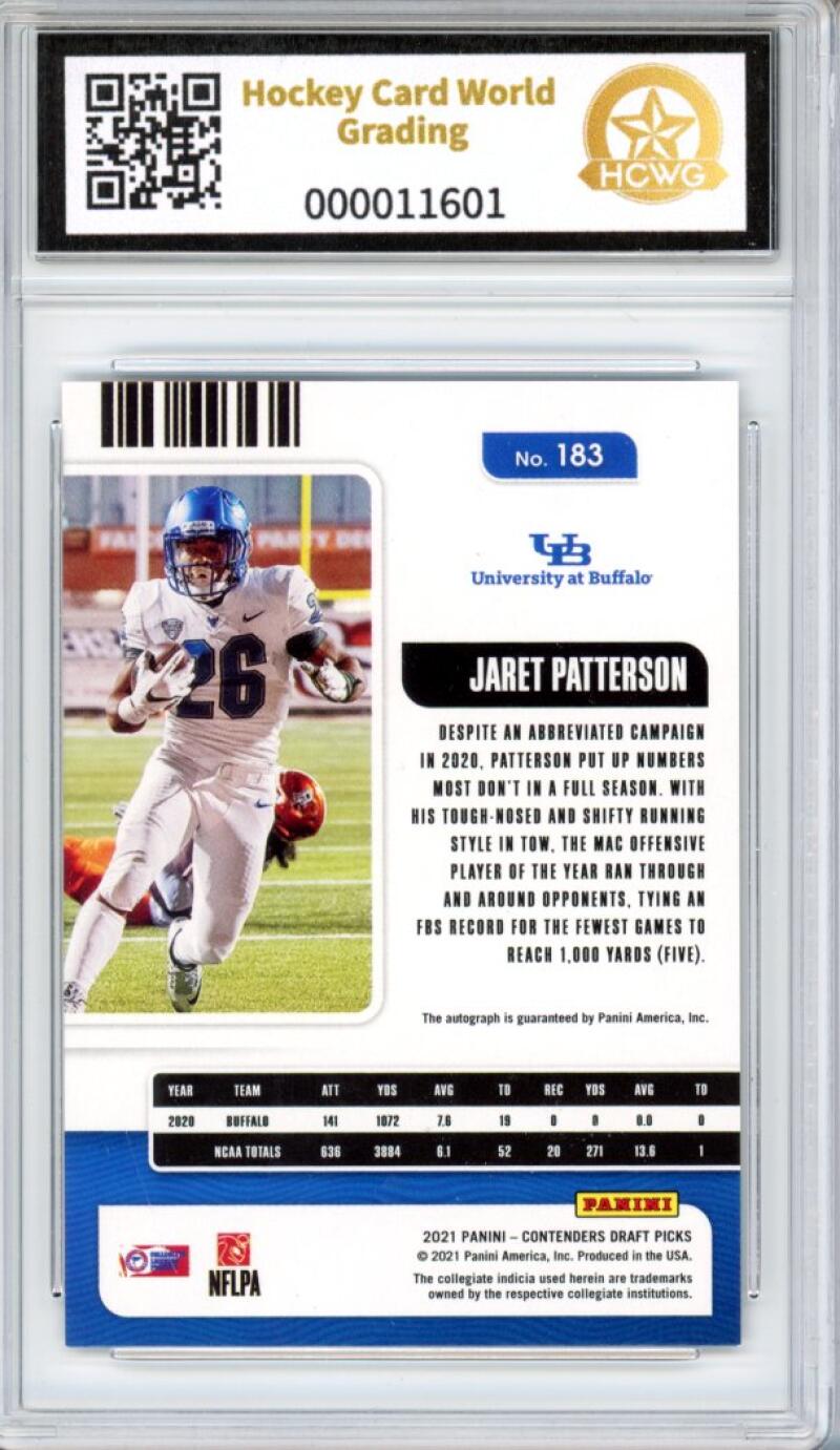 2021 Contenders Draft Picks Blue Explosion Jaret Patterson Auto RC 21/39 HCWG 8 Image 2