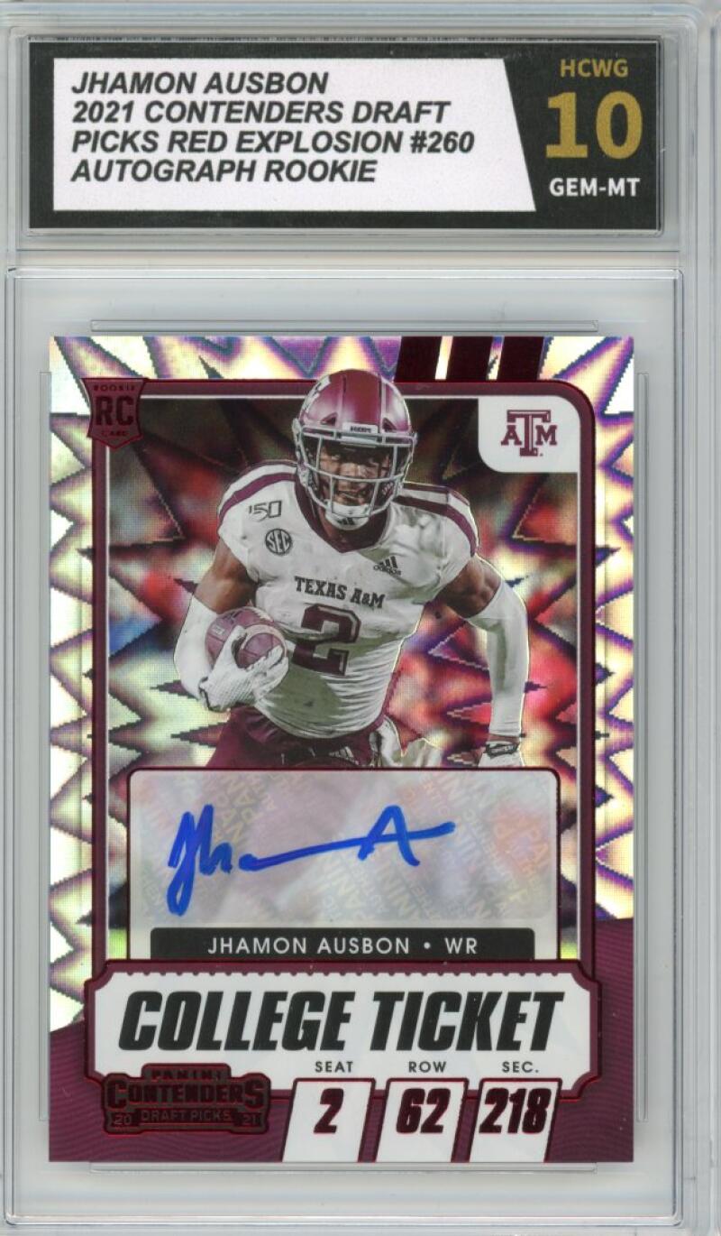 2021 Contenders Draft Picks Red Explosion Jhamon Ausbon Auto Rookie HCWG 10 Image 1