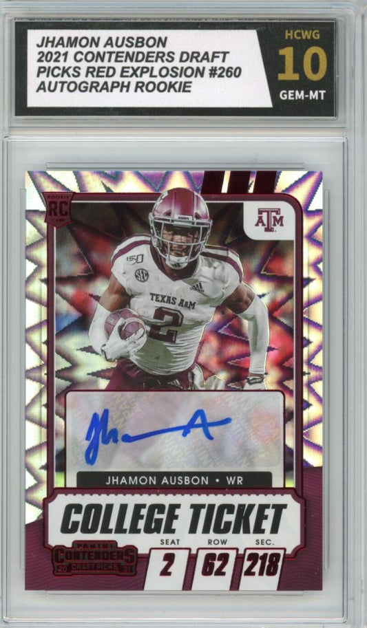 2021 Contenders Draft Picks Red Explosion Jhamon Ausbon Auto Rookie HCWG 10 Image 1