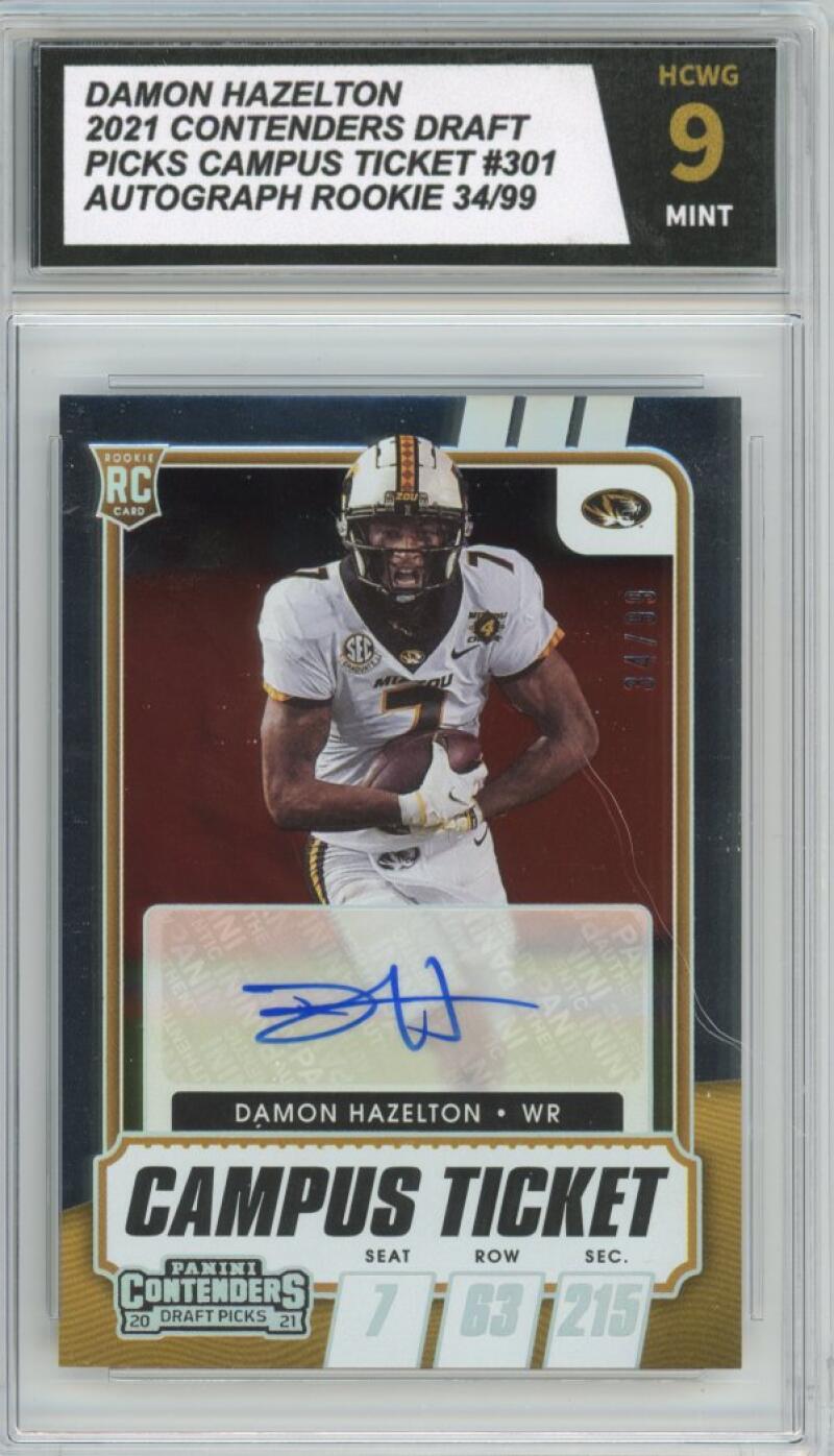 2021 Contenders Draft Picks Campus Ticket Damon Hazelton Auto RC 34/99 HCWG 9 Image 1