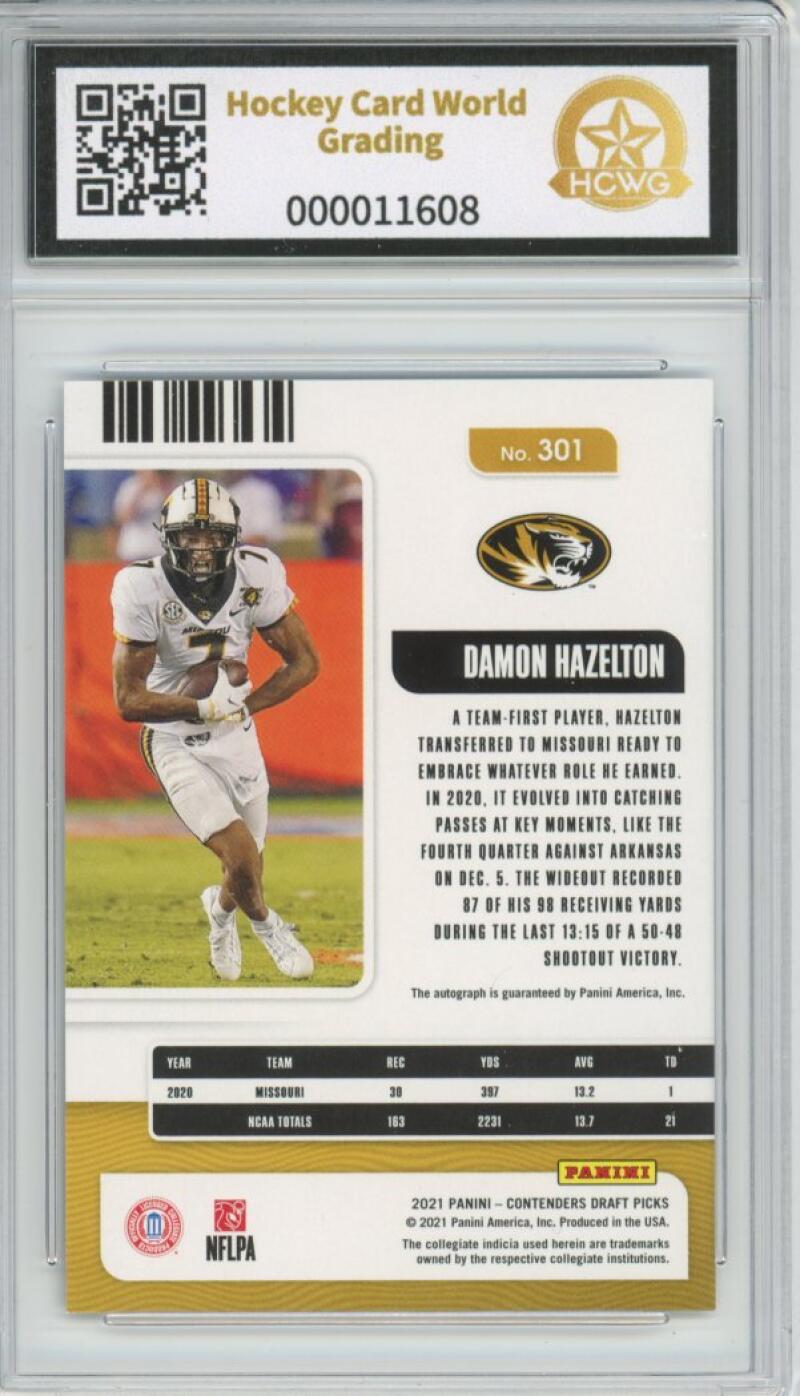2021 Contenders Draft Picks Campus Ticket Damon Hazelton Auto RC 34/99 HCWG 9 Image 2