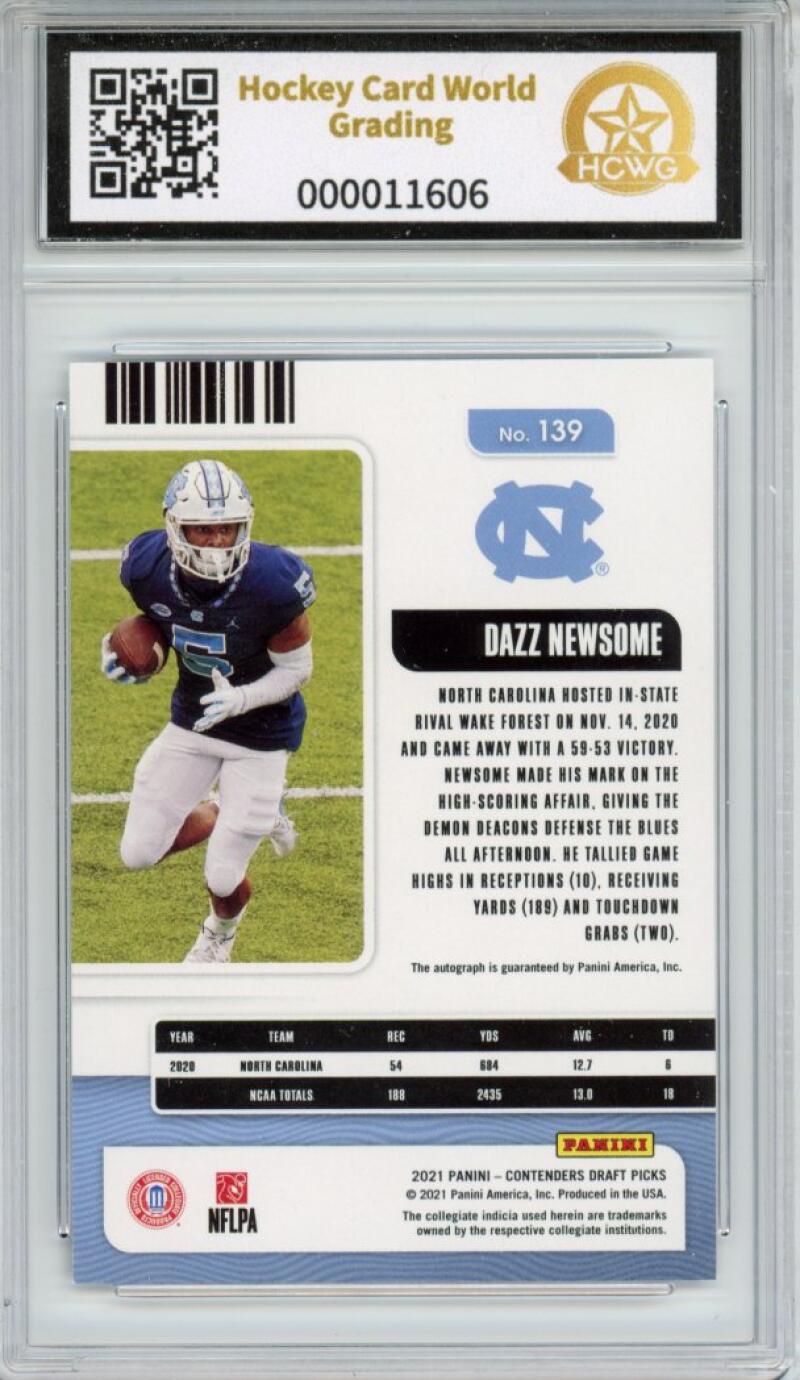 2021 Contenders Draft Picks Red #139 Dazz Newsome Auto Rookie HCWG 8 Image 2