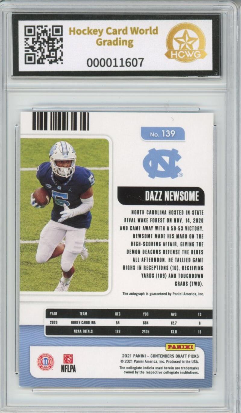 2021 Contenders Draft Picks Red #139 Dazz Newsome Autograph Rookie HCWG 8 Image 2