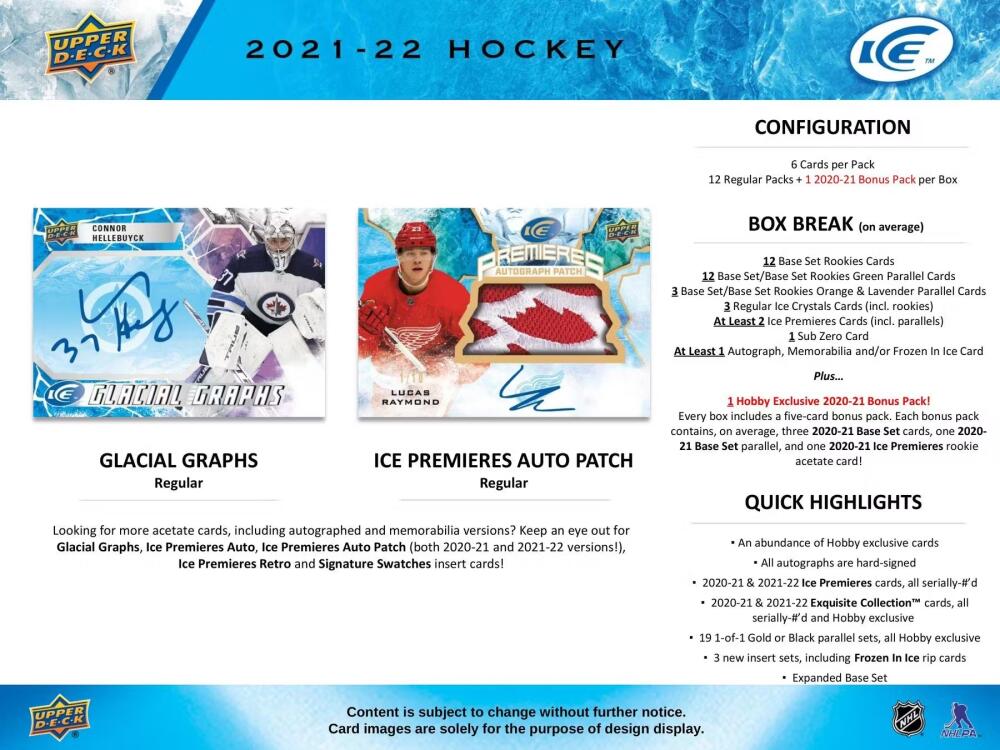 2021-22 Upper Deck Ice Factory Sealed Hockey HOBBY Box - Bonus Pack Image 5