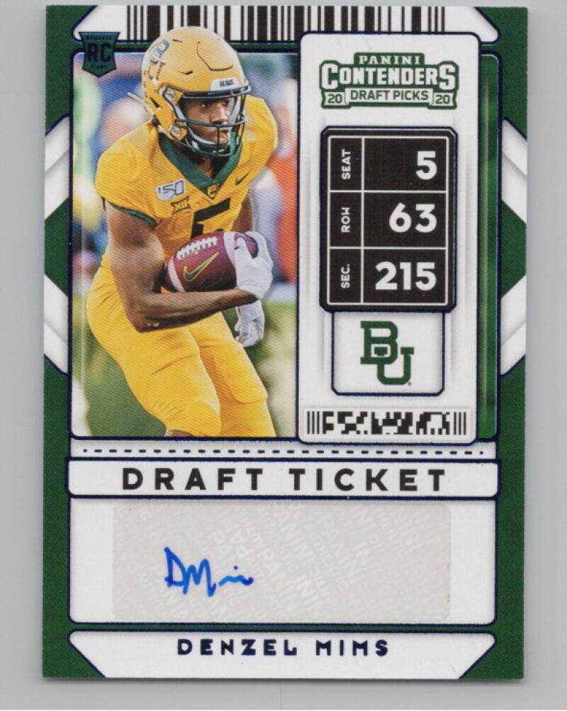 2020 Contenders Draft Picks Ticket Blue Foil #153 Denzel Mims RC Auto V98662 Image 1