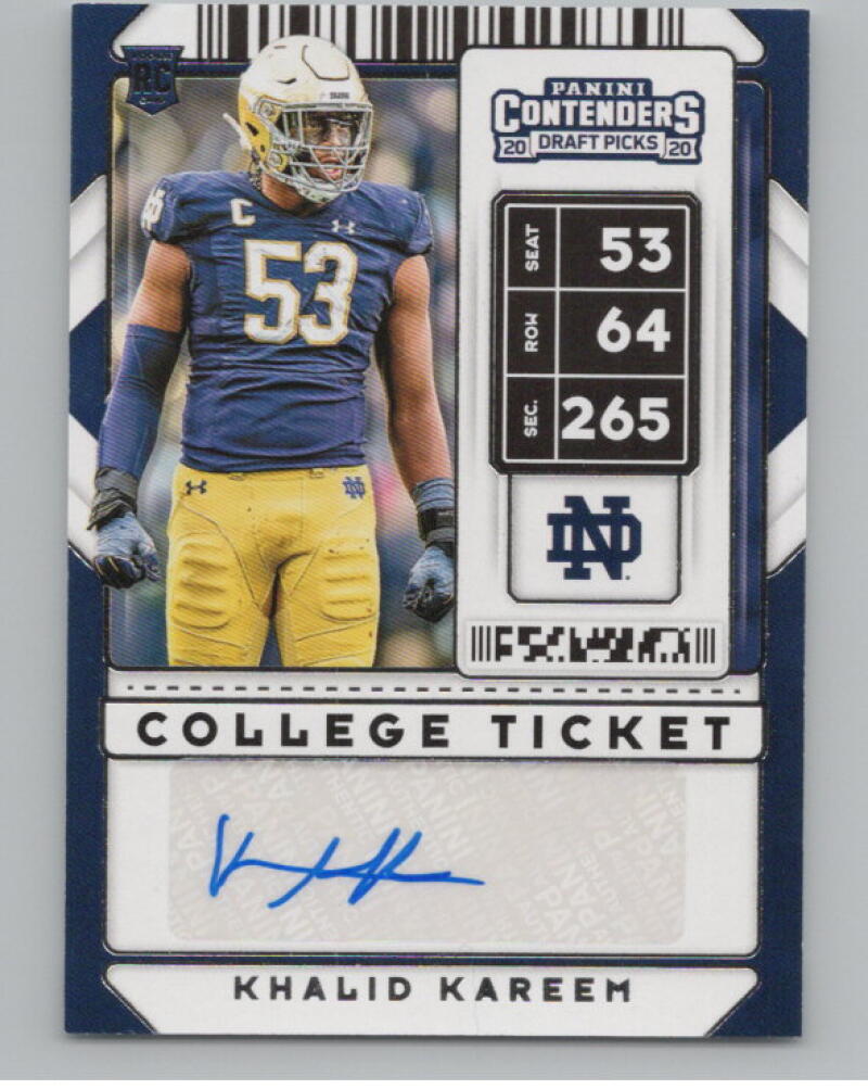 2020 Contenders Draft Picks Ticket #186 Khalid Kareem RC Auto V98663 Image 1