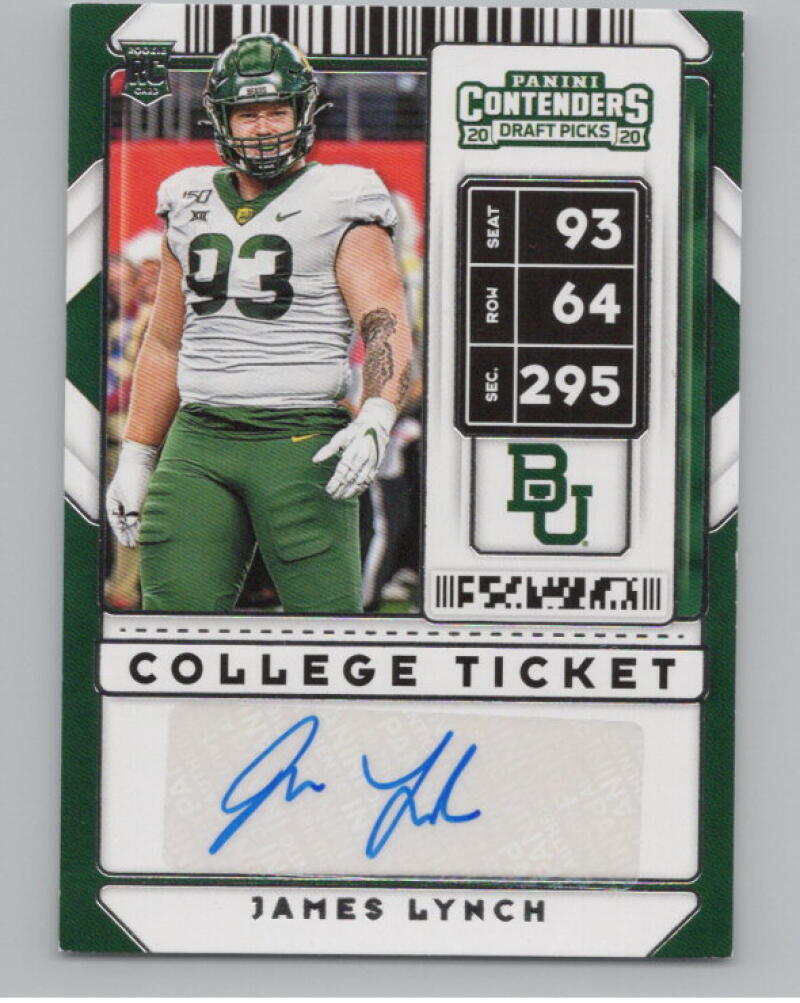 2020 Contenders Draft Picks Ticket #285 James Lynch RC Auto Football V98667 Image 1