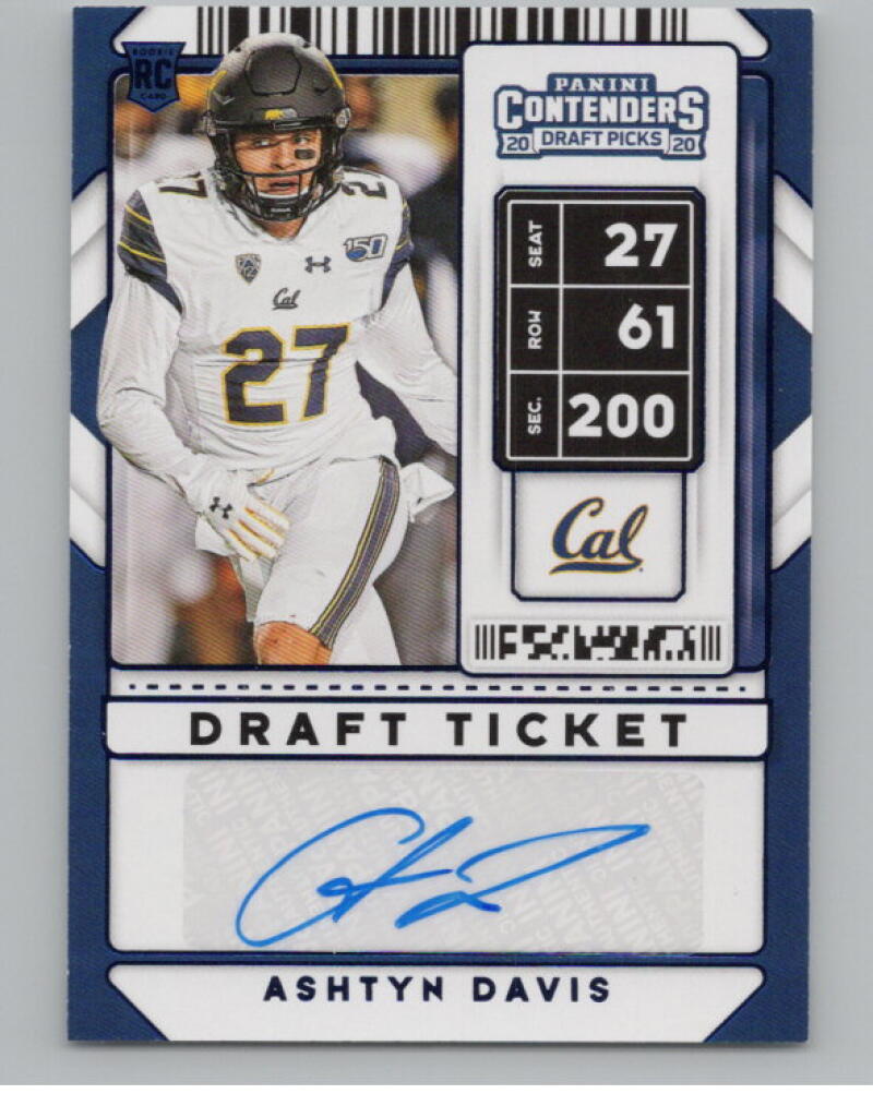 2020 Contenders Draft Picks Ticket Blue Foil #218 Ashtyn Davis RC Auto V98671 Image 1