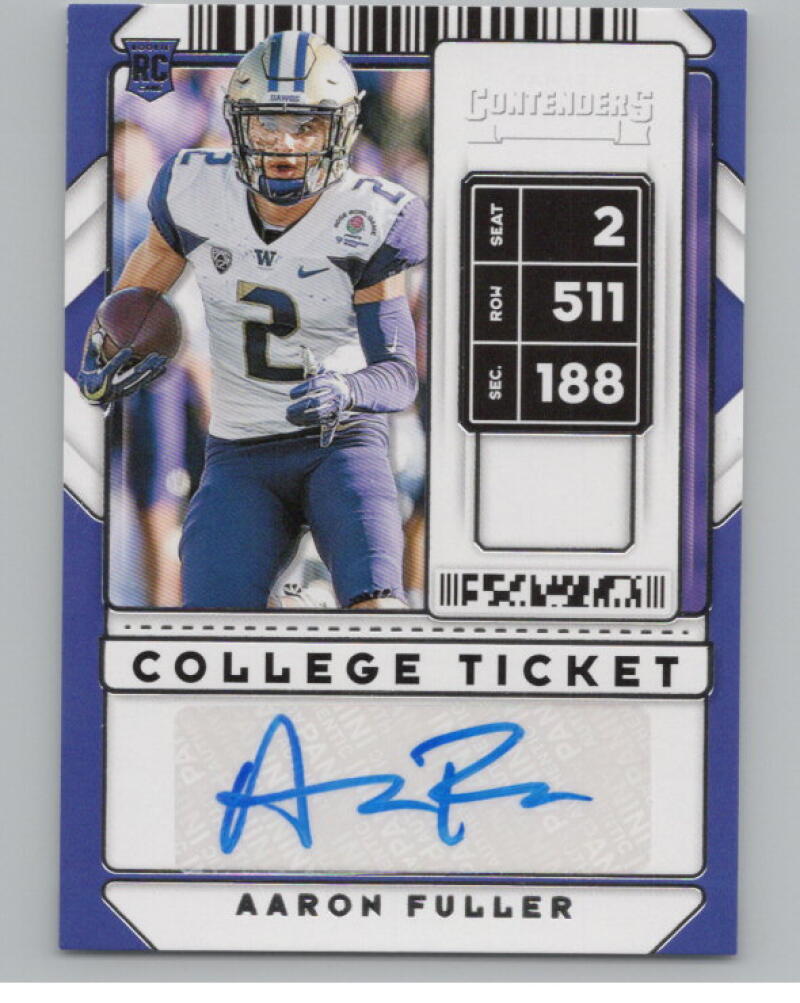 2020 Contenders Draft Picks Ticket #323 Aaron Fuller. RC Auto Football V98672 Image 1