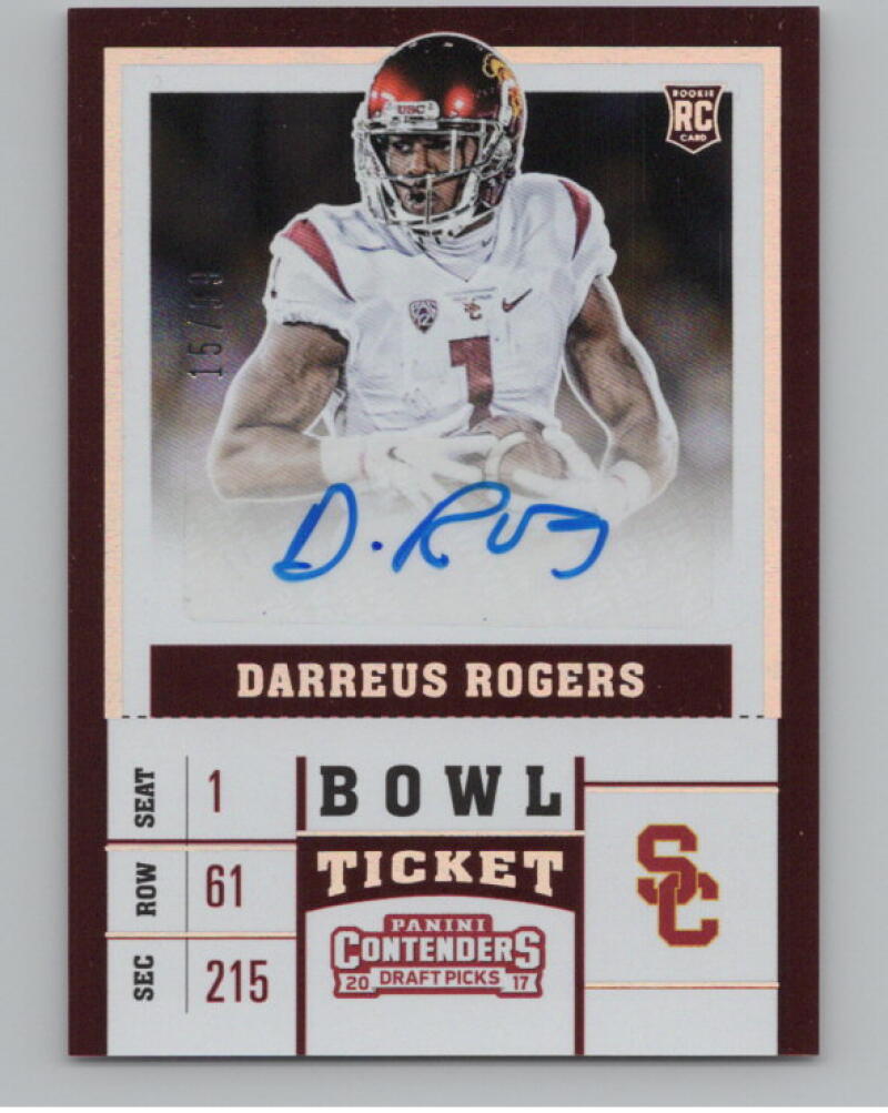 2017 Contenders Draft Picks Bowl Ticket #146B Darreus Rogers 15/99 RC Auto V98673 Image 1