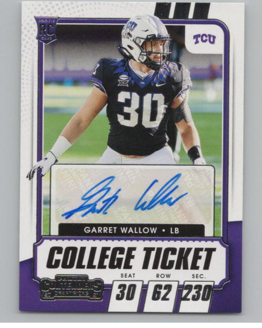 2021 Panini Contenders Draft Picks #254 Garret Wallow Rookie Auto V98677 Image 1