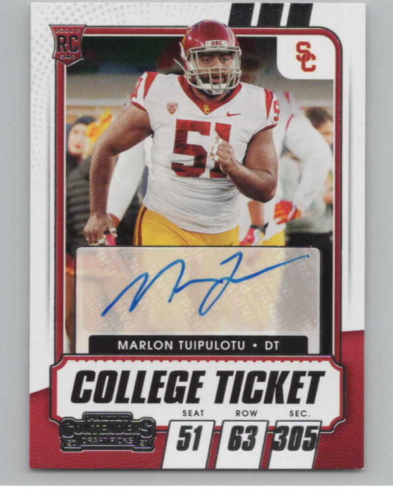 2021 Panini Contenders Draft Picks #269 Marlon Tuipulotu Rookie Auto V98678 Image 1