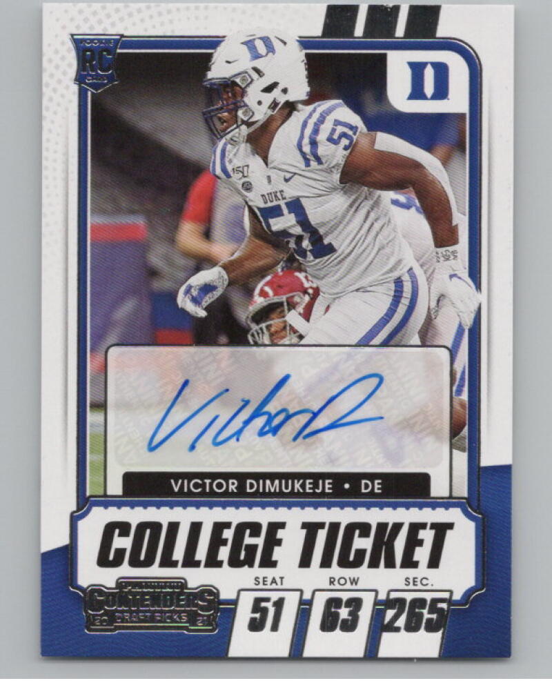 2021 Panini Contenders Draft Picks #317 Victor Dimukeje Rookie Auto V98680 Image 1