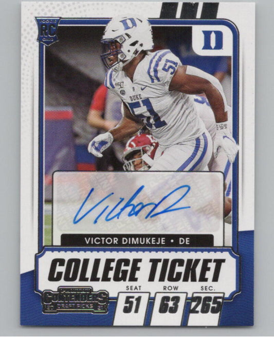 2021 Panini Contenders Draft Picks #317 Victor Dimukeje Rookie Auto V98680 Image 1