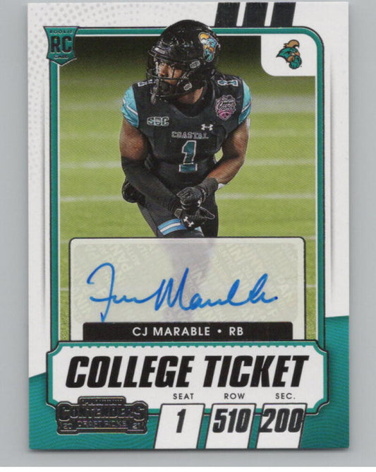 2021 Panini Contenders Draft Picks #320 CJ Marable Rookie Auto V98682 Image 1