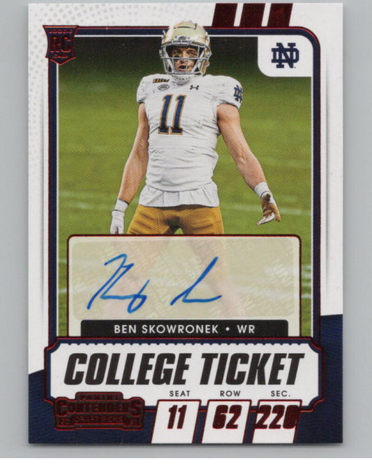 2021 Contenders Draft Picks Ticket Red #142 Ben Skowronek Rookie Auto V98683 Image 1