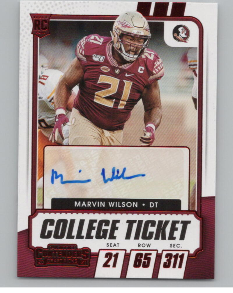 2021 Contenders Draft Picks Ticket Red #167 Marvin Wilson Rookie Auto V98684 Image 1