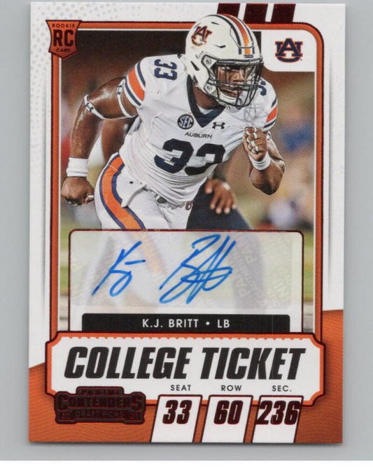 2021 Contenders Draft Picks Ticket Red #173 K.J. Britt Rookie Auto V98685 Image 1