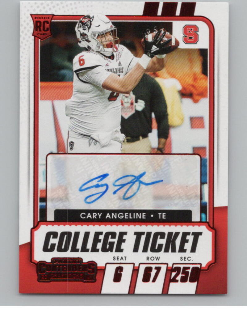 2021 Contenders Draft Picks Ticket Red #175 Cary Angeline Rookie Auto V98686 Image 1