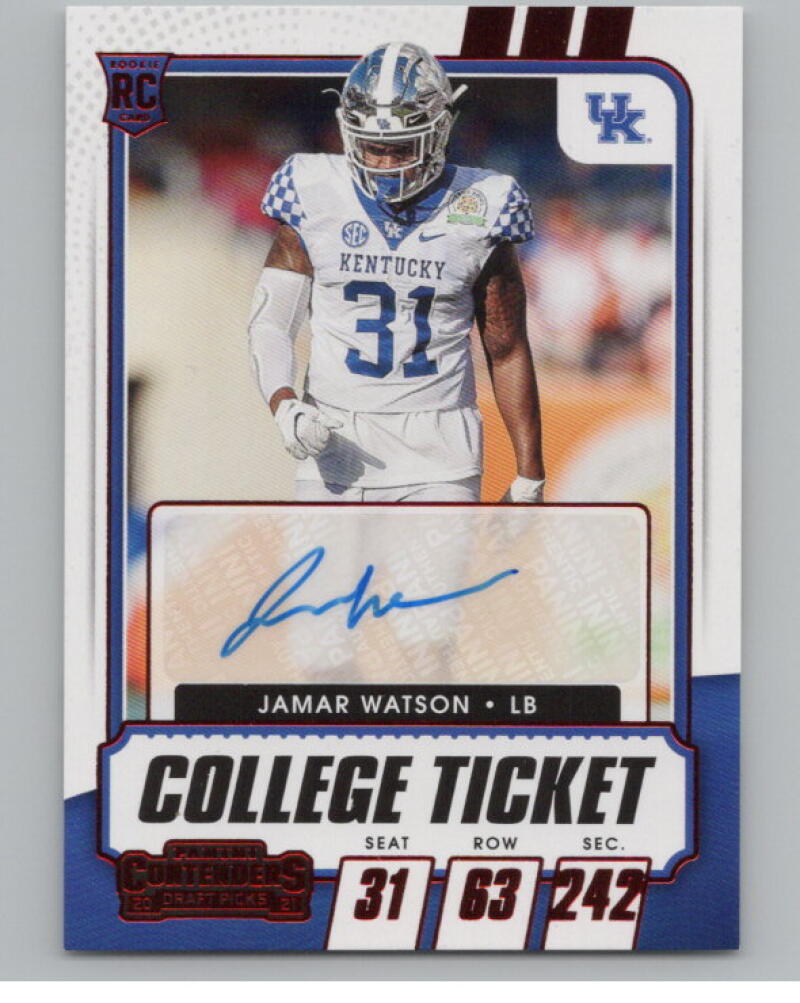2021 Contenders Draft Picks Ticket Red #177 Jamar Watson Rookie Auto V98687 Image 1