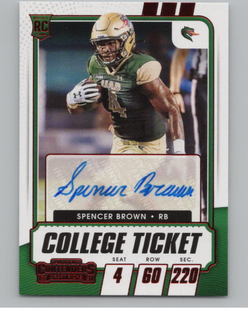2021 Contenders Draft Picks Ticket Red #206 Spencer Brown Rookie Auto V98688 Image 1