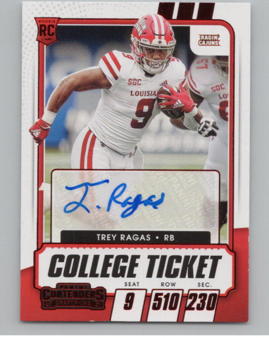 2021 Contenders Draft Picks Ticket Red #257 Trey Ragas Rookie Auto V98689 Image 1