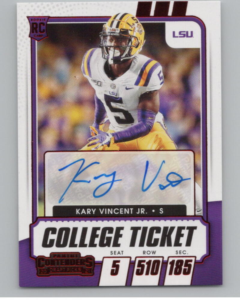 2021 Contenders Draft Picks Ticket Red #259 Kary Vincent Jr. Rookie Auto V98691 Image 1