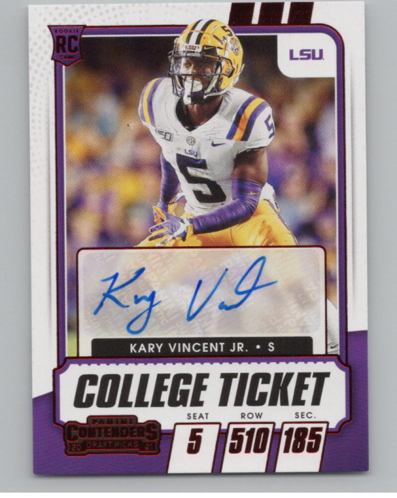 2021 Contenders Draft Picks Ticket Red #259 Kary Vincent Jr. Rookie Auto V98692 Image 1