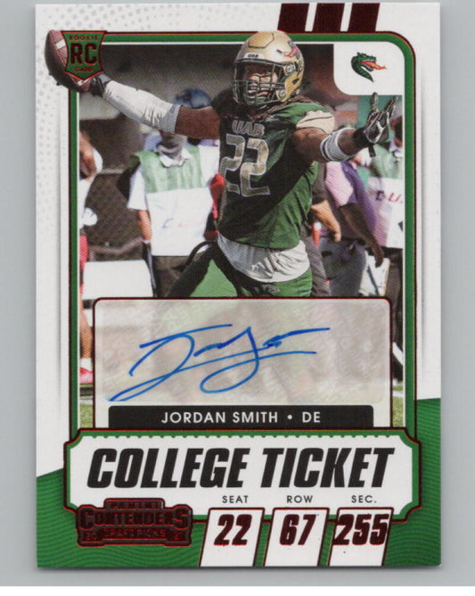 2021 Contenders Draft Picks Ticket Red #291 Jordan Smith Rookie Auto V98694 Image 1