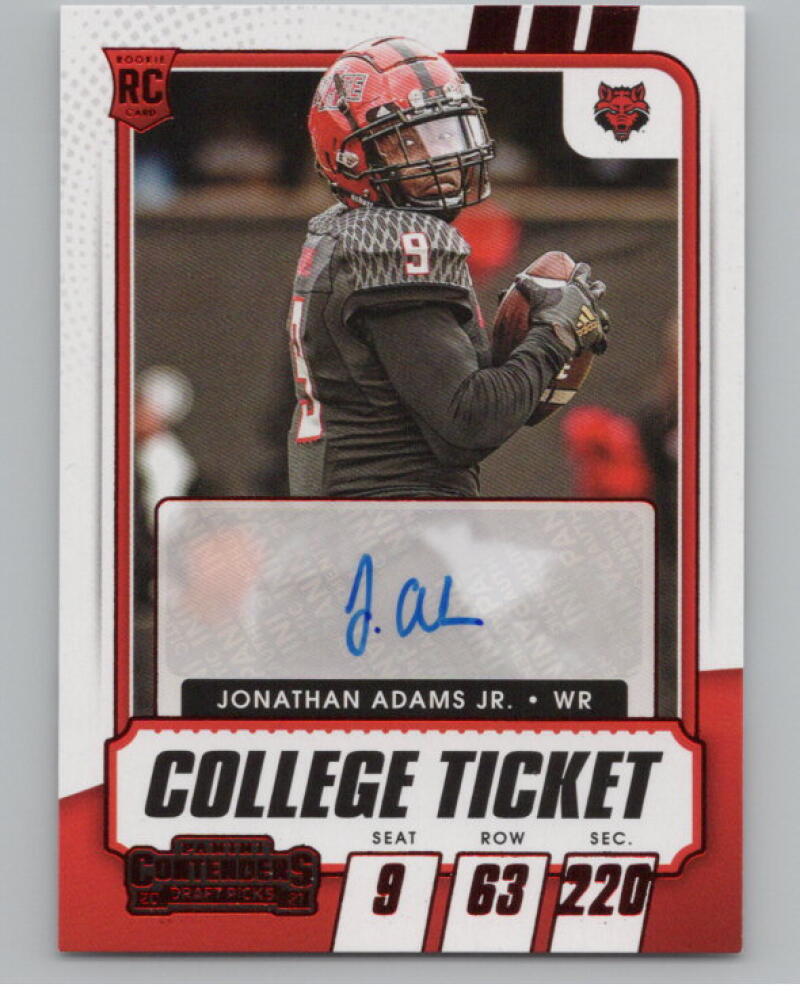 2021 Contenders Draft Picks Ticket Red #313 Jonathan Adams Jr. Rookie Auto V98695 Image 1