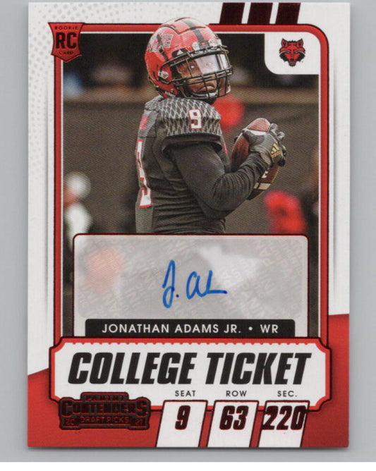 2021 Contenders Draft Picks Ticket Red #313 Jonathan Adams Jr. Rookie Auto V98695 Image 1