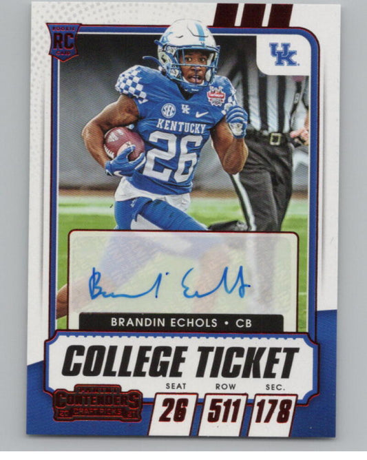 2021 Contenders Draft Picks Ticket Red #315 Brandin Echols Rookie Auto V98696 Image 1