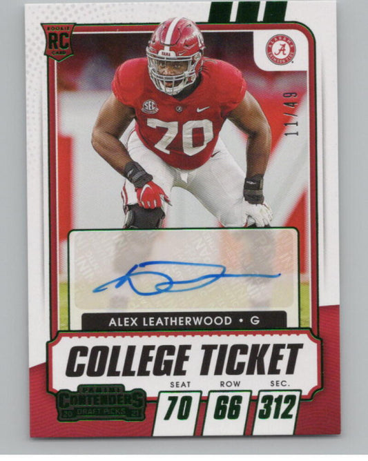 2021 Contenders Draft Picks Green #230 Alex Leatherwood 11/49 Rookie Auto V98698 Image 1
