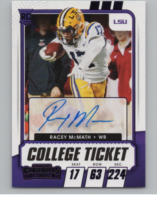 2021 Contenders Draft Picks Purple #143 Racey McMath Rookie Auto V98700 Image 1