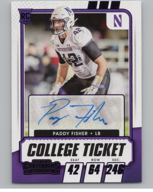2021 Contenders Draft Picks Purple #178 Paddy Fisher Rookie Auto V98701 Image 1