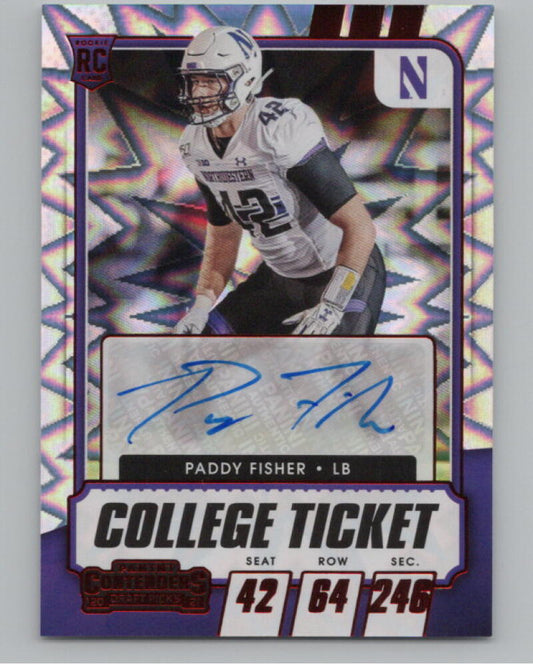 2021 Contenders Draft Picks Red Explosion #178 Paddy Fisher Rookie Auto V98702 Image 1