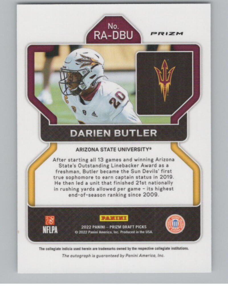 2022 Panini Prizm Draft Picks Autographs Darien Butler Auto V98707 Image 2