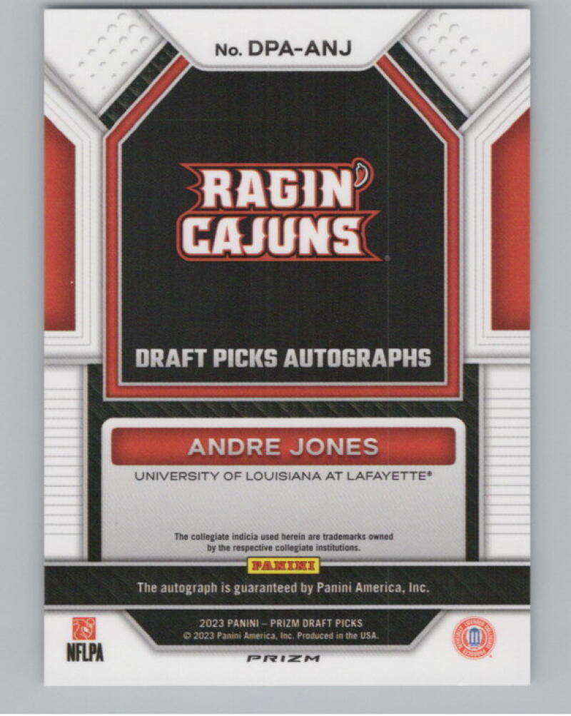 2023 Panini Prizm Draft Picks Draft Picks Autographs Andre Jones Auto V98708 Image 2