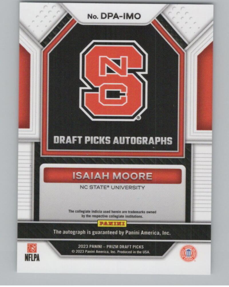 2023 Panini Prizm Draft Picks Draft Picks Autographs Isaiah Moore Auto V98709 Image 2