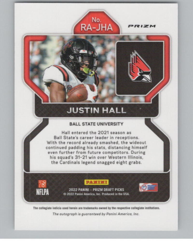 2022 Panini Prizm Draft Picks Autographs Justin Hall Autograph V98711 Image 2