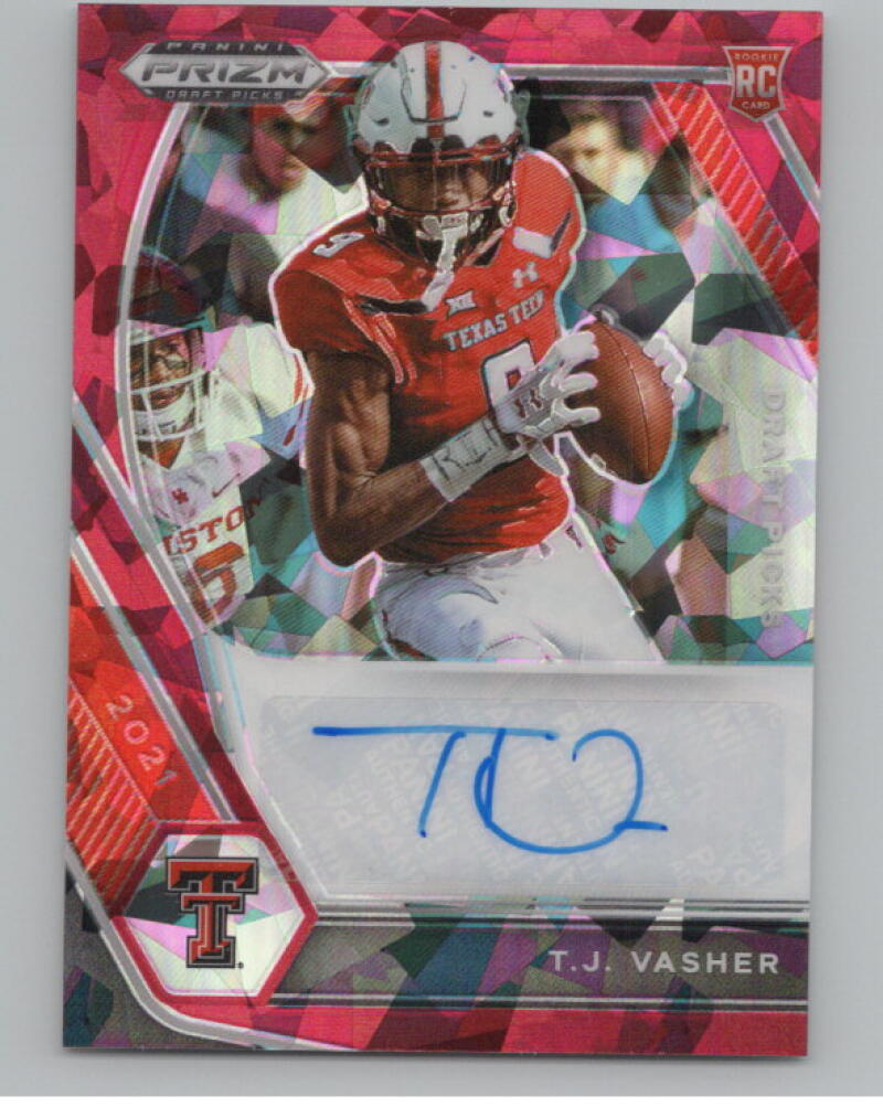 2021 Panini Prizm Draft Picks Autographs Prizms Red Ice T.J. Vasher V98713 Image 1