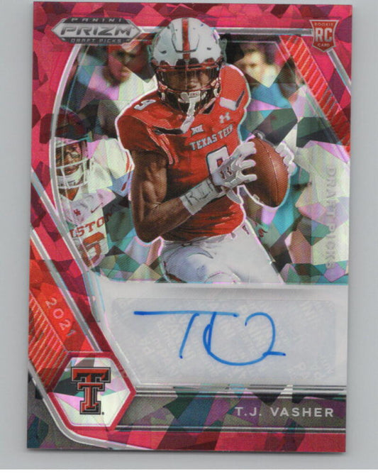 2021 Panini Prizm Draft Picks Autographs Prizms Red Ice T.J. Vasher V98713 Image 1