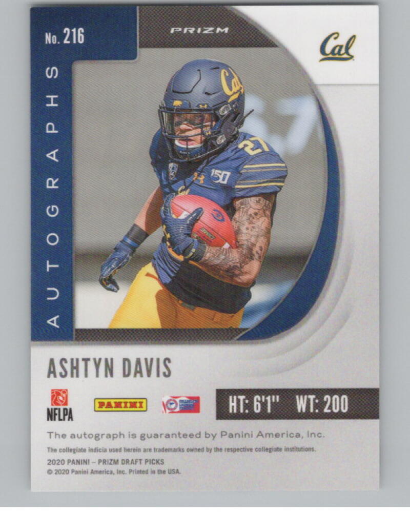 2020 Panini Prizm Draft Picks Autograph Prizms #216 Ashtyn Davis Rookie V98715 Image 2