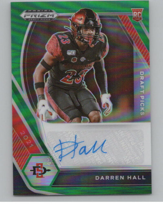 2021 Panini Prizm Draft Picks Autographs Prizms Green #339 Darren Hall RC V98717 Image 1