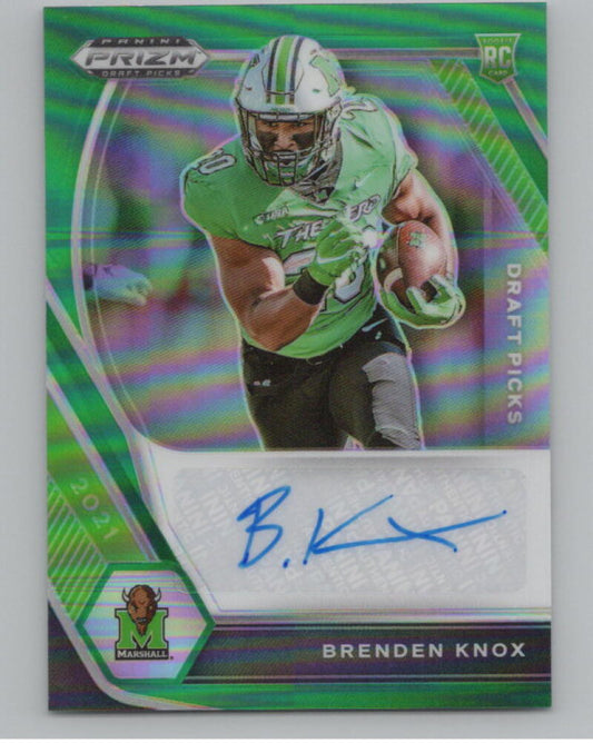 2021 Panini Prizm Draft Picks Autographs Prizms Green Brenden Knox RC V98719 Image 1