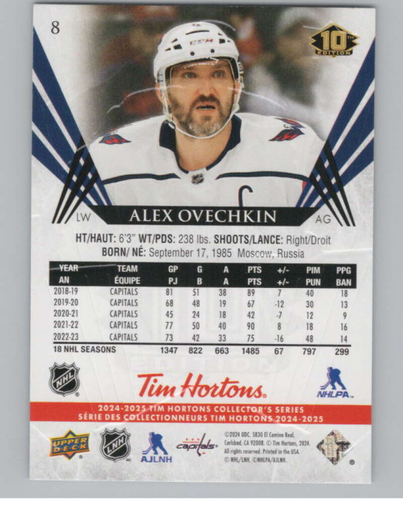 2024-25 Upper Deck Tim Hortons Hockey #8 Alex Ovechkin Image 2