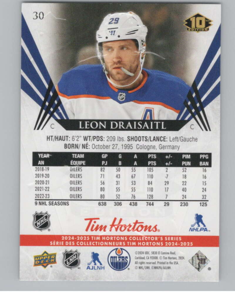 2024-25 Upper Deck Tim Hortons Hockey #30 Leon Draisaitl Image 2