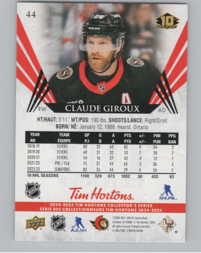 2024-25 Upper Deck Tim Hortons Hockey #44 Claude Giroux Image 2